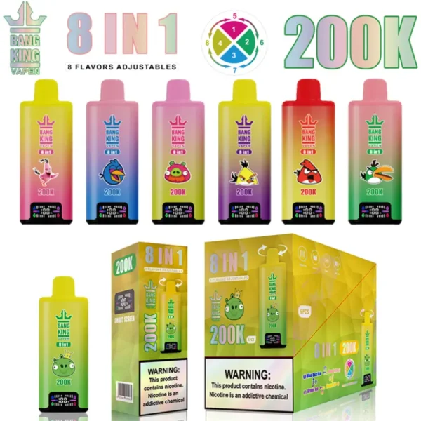 Bang King 200k Puff 8 in 1 Miglior Vape Usa e Getta Negozio Spedizione Gratuita Magazzino Cina