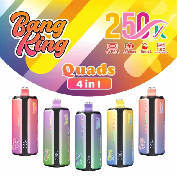 Bang King 250k Puff 4 in 1 Quads Vape Usa e Getta 250000 Spedizione Gratuita Magazzino Cina