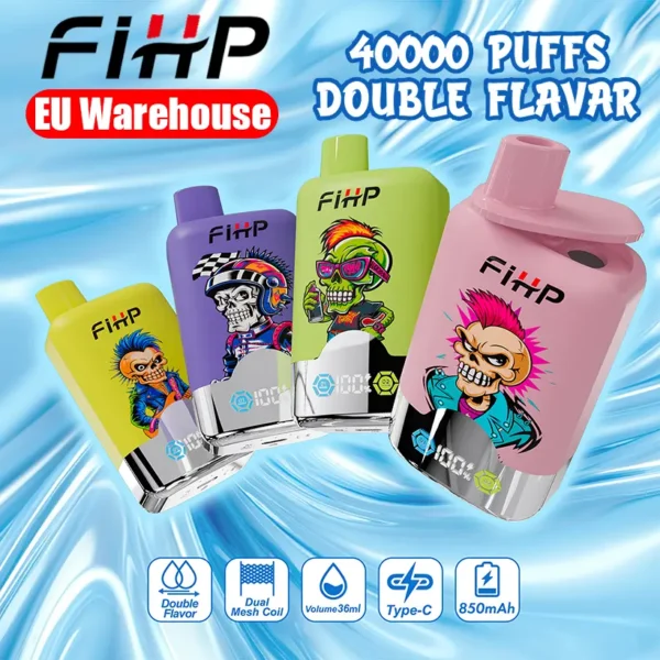 FIHP 40k Puff 2 in 1 Doppio Gusto Sigaretta Elettronica Usa e Getta 40000 Magazzino UE