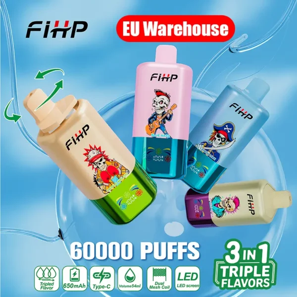 FIHP 60k Puff 3 in 1 Sigaretta Elettronica Usa e Getta Triple Gusti 60000 Magazzino UE