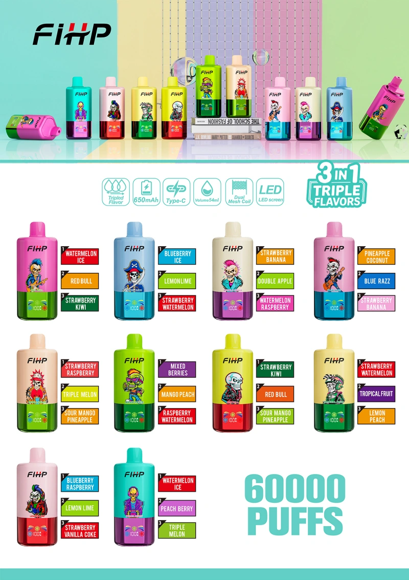 FIHP 60k Puff 3 in 1 Sigaretta Elettronica Usa e Getta Triple Gusti 60000 Magazzino UE