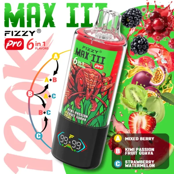 Fizzy 120k Puffs 6 in 1 Max III Pro Miglior Sigaretta Elettronica Usa e Getta 120000 Spedizione Gratuita Magazzino UE