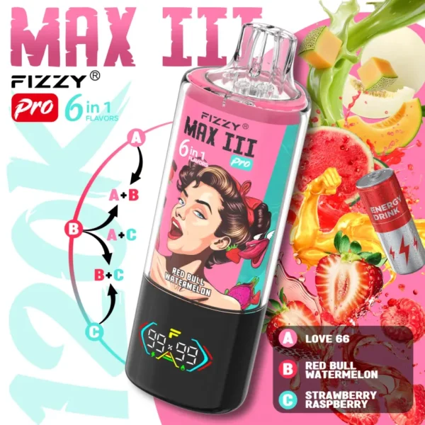 Fizzy 120k Puffs 6 in 1 Max III Pro Miglior Sigaretta Elettronica Usa e Getta 120000 Spedizione Gratuita Magazzino UE