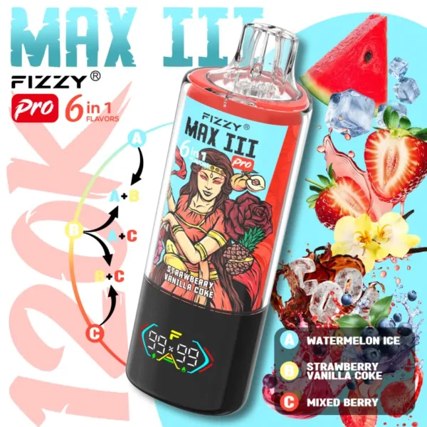 Fizzy 120k Puffs 6 in 1 Max III Pro Miglior Sigaretta Elettronica Usa e Getta 120000 Spedizione Gratuita Magazzino UE