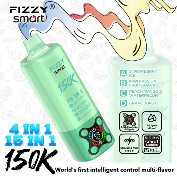 Fizzy 150k Caladas 15 en 1 Sabores Vape Desechable 150000 Envío Gratis Desde Almacén UE