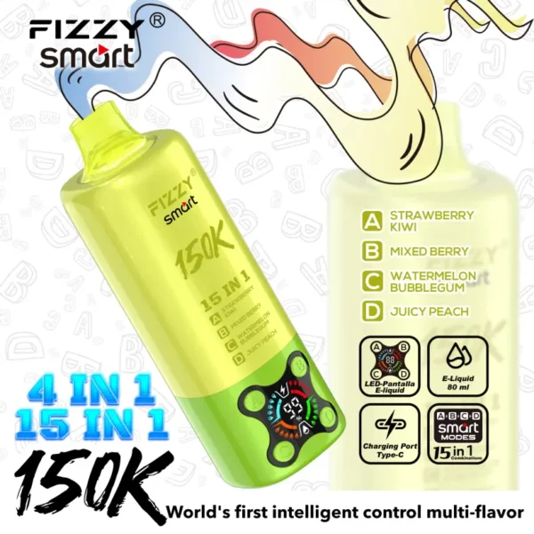 Fizzy 150k Caladas 15 en 1 Sabores Vape Desechable 150000 Envío Gratis Desde Almacén UE