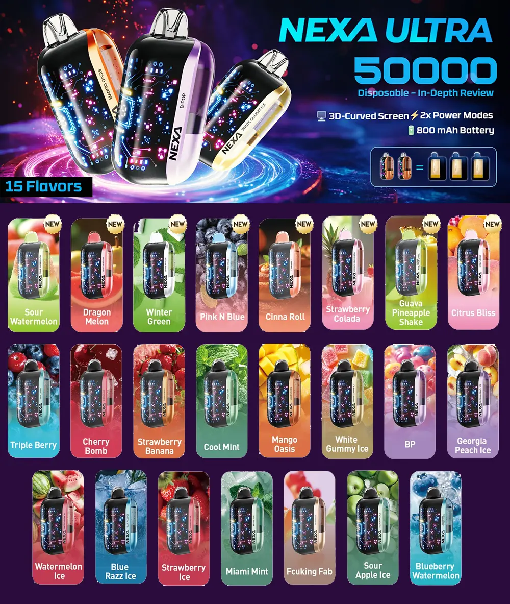 NEXA 50k Puffs Utral 50000 Crystal Sigaretta Elettronica Usa e Getta con 20mg Nicotina Spedizione Gratuita