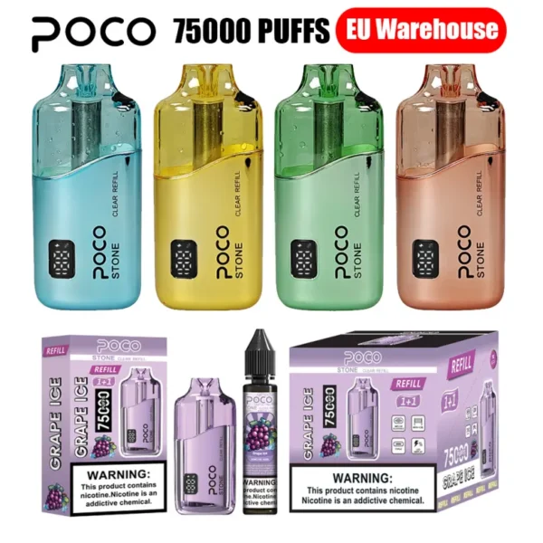 POCO 75K Puffs Stone Vape Cristallo Ricaricabile Usa e Getta 75000 con 40ml di Liquido Magazzino UE
