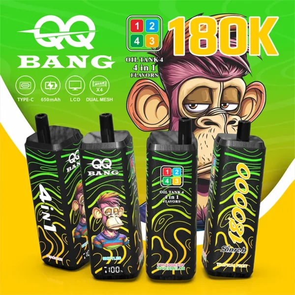QQ Bang 180k Puffs Sigaretta Elettronica Usa E Getta 4 In 1 180000 Vendita All’Ingrosso Spedizione Gratuita
