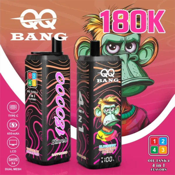 QQ Bang 180k Puffs Sigaretta Elettronica Usa E Getta 4 In 1 180000 Vendita All’Ingrosso Spedizione Gratuita