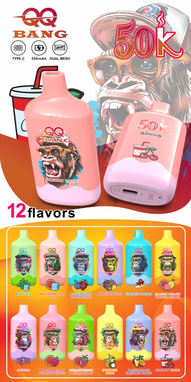 QQ Bang 50000 Puffs 50k Sigaretta Elettronica Usa e Getta Economica Prezzo Vendita All’Ingrosso Spedizione Gratuita