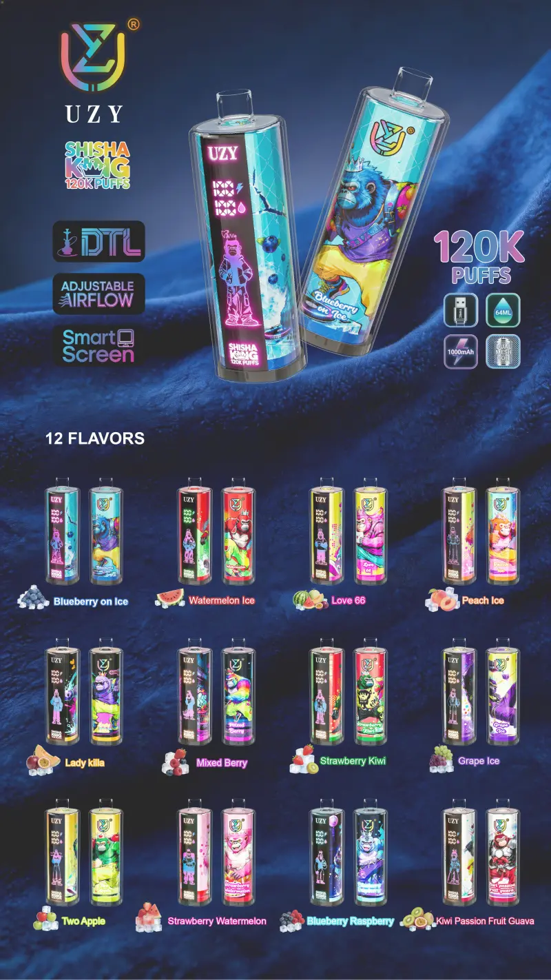 UZY 120K Puffs Shisha King DTL Sigaretta Elettronica Usa e Getta 120000 Magazzino UE