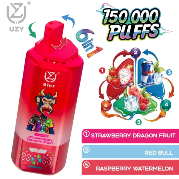 UZY 150K Puff 6 in 1 Gusti Sigaretta Elettronica Usa e Getta 150000 Spedizione Gratuita Magazzino UE