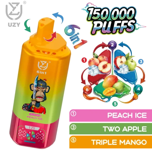 UZY 150K Puff 6 in 1 Gusti Sigaretta Elettronica Usa e Getta 150000 Spedizione Gratuita Magazzino UE