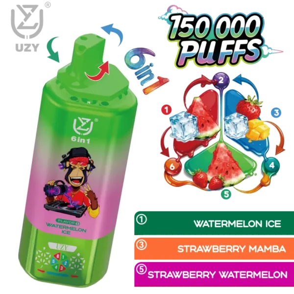 UZY 150K Puff 6 in 1 Gusti Sigaretta Elettronica Usa e Getta 150000 Spedizione Gratuita Magazzino UE