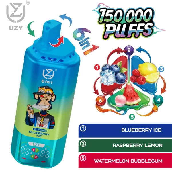 UZY 150K Puff 6 in 1 Gusti Sigaretta Elettronica Usa e Getta 150000 Spedizione Gratuita Magazzino UE