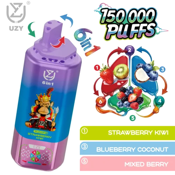 UZY 150K Puff 6 in 1 Gusti Sigaretta Elettronica Usa e Getta 150000 Spedizione Gratuita Magazzino UE