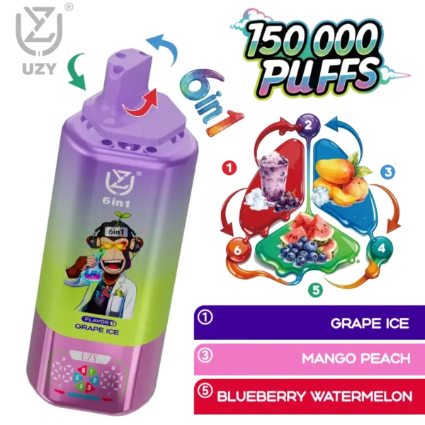 UZY 150K Puff 6 in 1 Gusti Sigaretta Elettronica Usa e Getta 150000 Spedizione Gratuita Magazzino UE