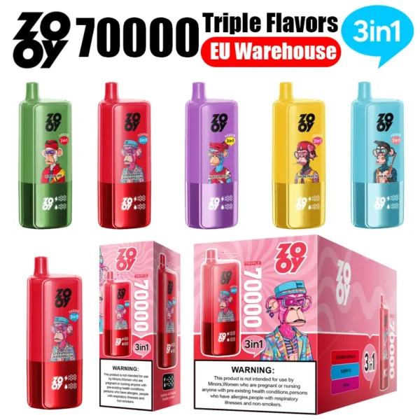 ZOOY 70K Puffs 70000 3 in 1 Tripli Sapori Vape Usa e Getta Spedizione Gratuita Magazzino UE