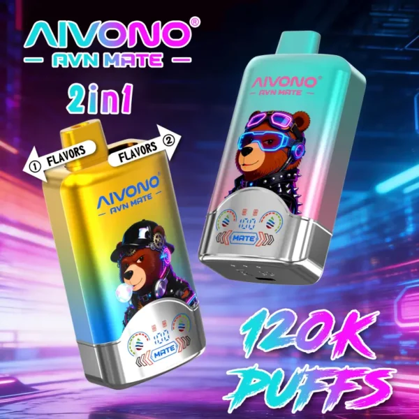 Aivono 120K Puffs 2 In 1 Gusti Avn Mate Sigaretta Elettronica Usa E Getta Vendita All Ingrosso Spedizione Gratuita