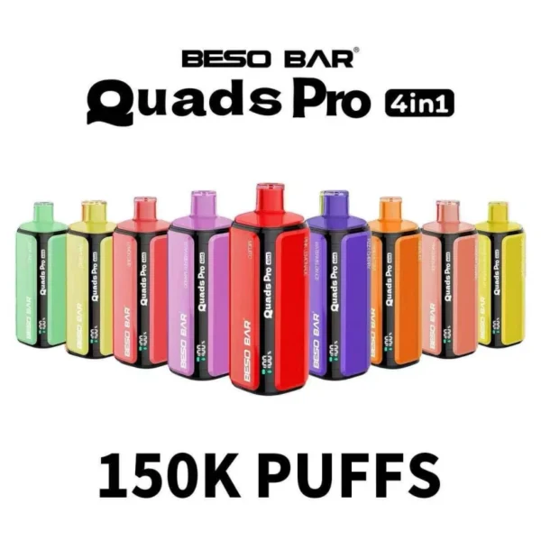 BESO BAR Quads Pro 150K Puffs 4 in 1 Sigaretta Elettronica Usa e Getta ai Gusti di Frutta Spedizione Gratuita
