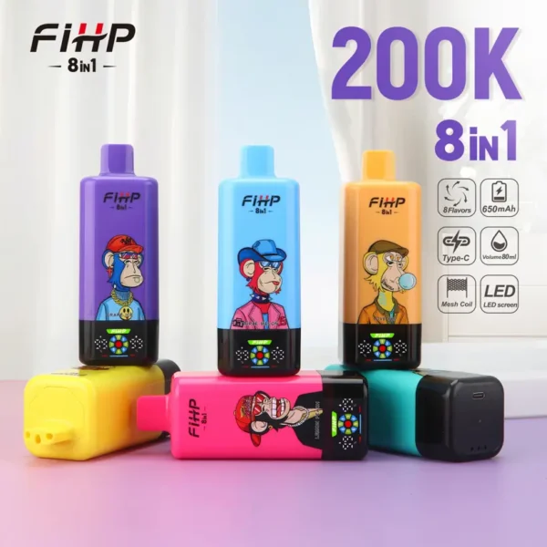 FIHP 200K Puffs 8 In 1 Sigaretta Elettronica Usa E Getta 200000 Spedizione Gratuita Magazzino UE
