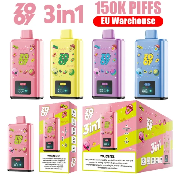 Zooy 150K Puffs 150000 Triple Gusti Vape Usa E Getta 3 In 1 Vendita All Ingrosso Magazzino UE