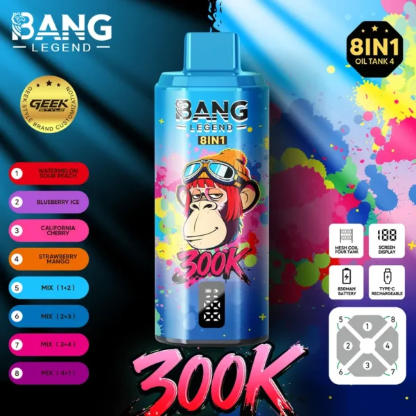 Bang Legend 300000 Puff 8 in 1 Gusti Vape Usa E Getta Online Spedizione Gratuita 15 Bang Legend 300000 Puff 8 in 1 Gusti Vape Usa E Getta Online Spedizione Gratuita