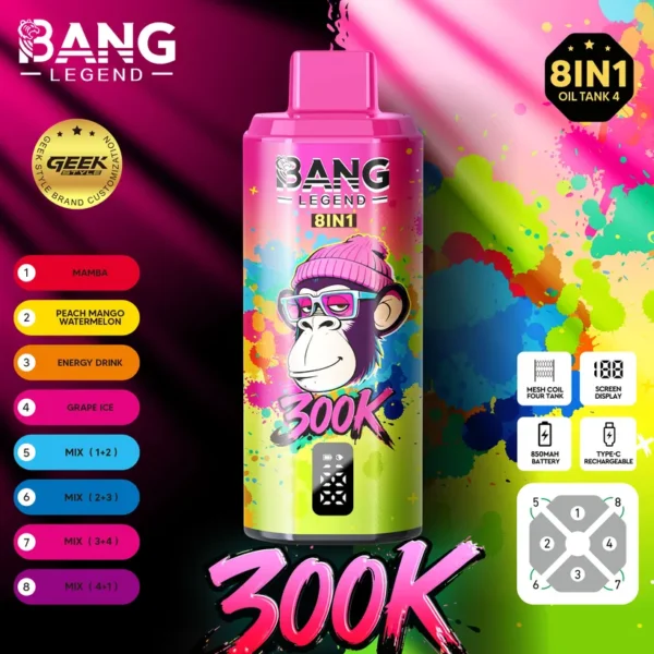 Bang Legend 300000 Puff 8 in 1 Gusti Vape Usa E Getta Online Spedizione Gratuita 14 Bang Legend 300000 Puff 8 in 1 Gusti Vape Usa E Getta Online Spedizione Gratuita