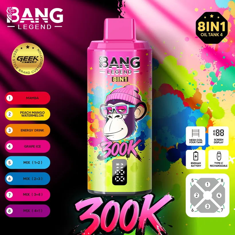 Bang Legend 300000 Puff 8 in 1 Gusti Vape Usa E Getta Online Spedizione Gratuita 7 Bang Legend 300000 Puff 8 in 1 Gusti Vape Usa E Getta Online Spedizione Gratuita