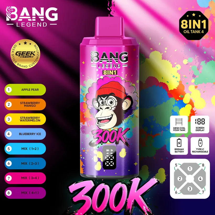 Bang Legend 300000 Puff 8 in 1 Gusti Vape Usa E Getta Online Spedizione Gratuita 5 Bang Legend 300000 Puff 8 in 1 Gusti Vape Usa E Getta Online Spedizione Gratuita