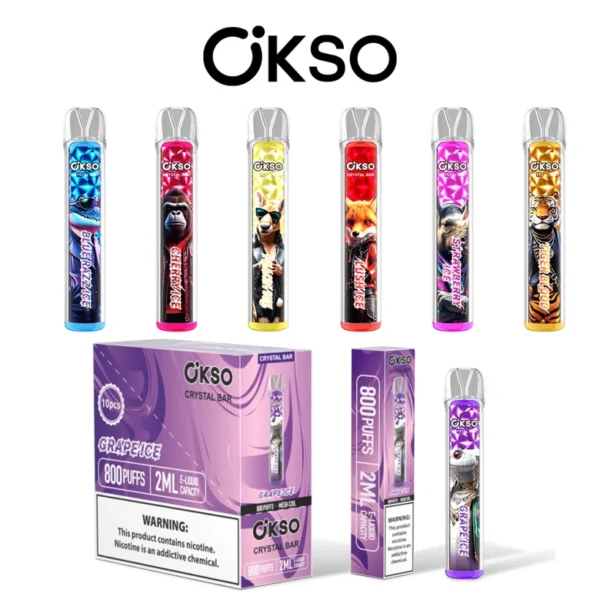 OKSO 800 Puffs Crystal Bar Vape Usa E Getta Economico Vendita All Ingrosso Con 2ml E Liquid