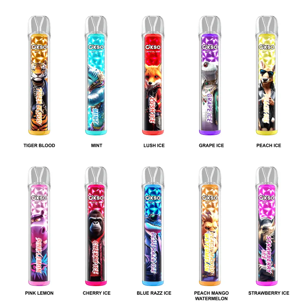 OKSO 800 Puffs Crystal Bar Vape Usa E Getta Economico Vendita All Ingrosso Con 2ml E Liquid
