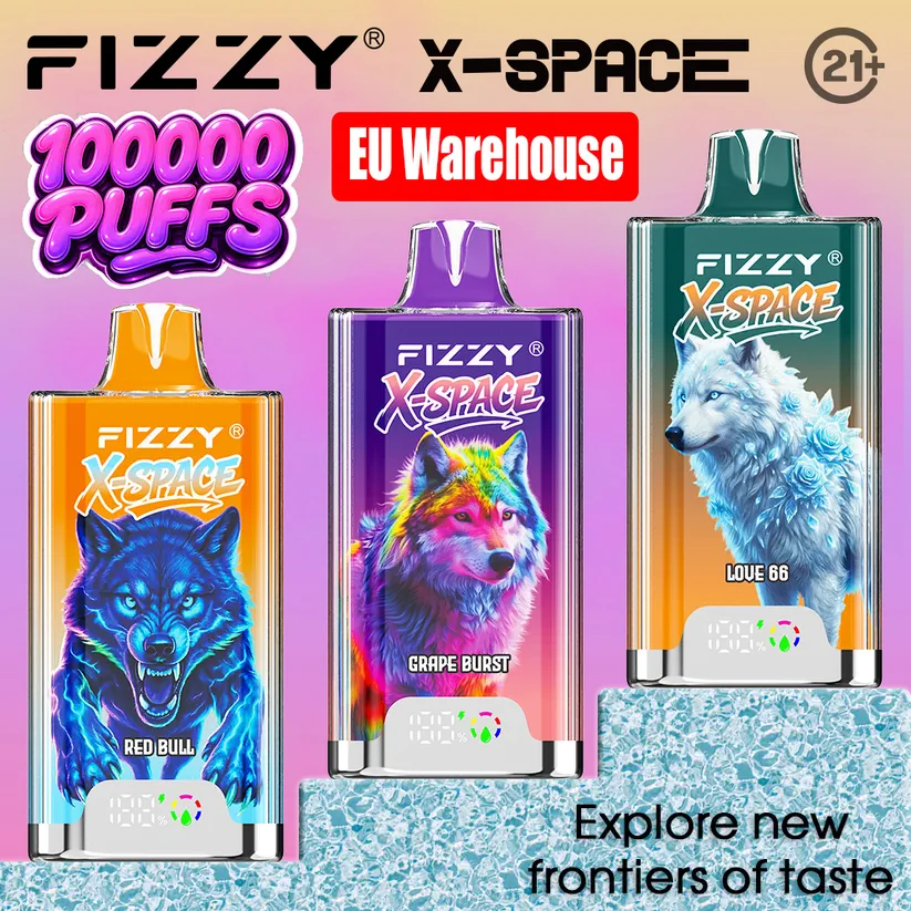 Fizzy 100K Tiri Puff X-Space Cristallo Vape Sigaretta elettronica usa e getta magazzino Europa 1 Fizzy 100K Tiri Puff X-Space Cristallo Vape