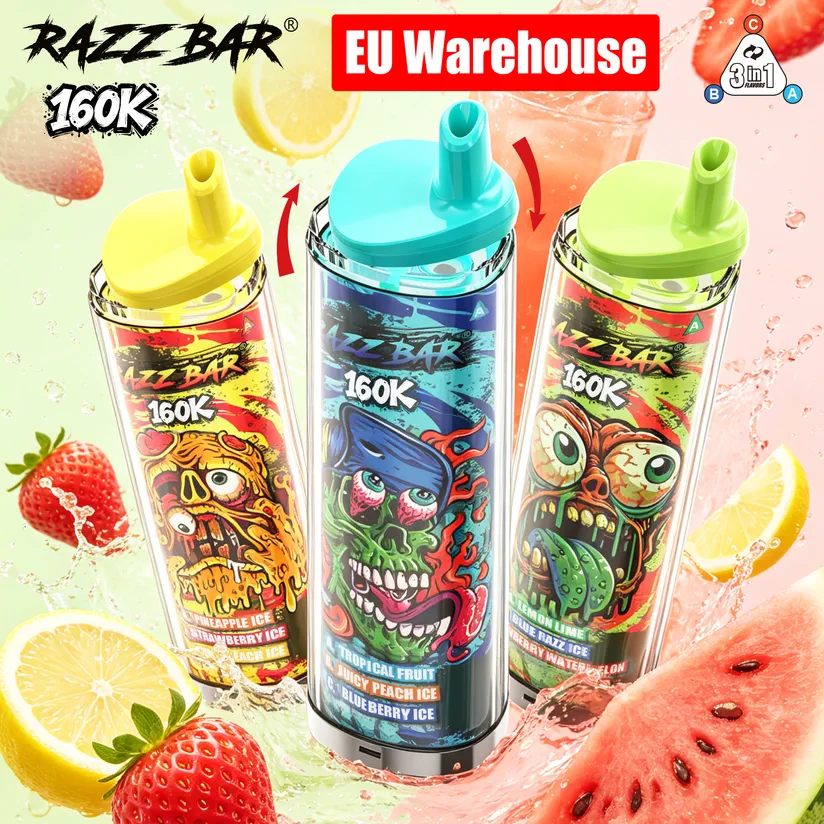 Razz Bar 160K Tiri Puff 3 in 1 Vape Sigaretta elettronica usa e getta magazzino Europa 1 Razz Bar 160K Tiri Puff 3 in 1 Vape