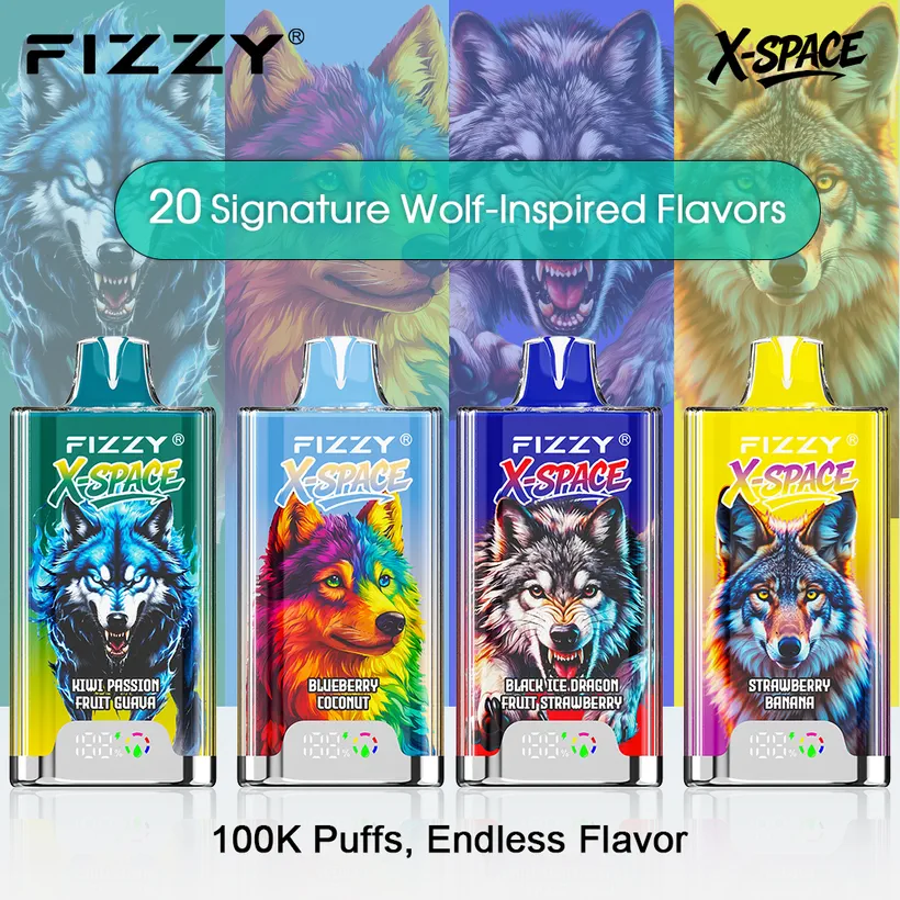 Fizzy 100K Tiri Puff X-Space Cristallo Vape Sigaretta elettronica usa e getta magazzino Europa 16 Fizzy 100K Tiri Puff X-Space Cristallo Vape