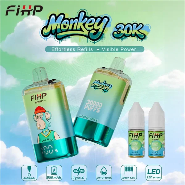 FIHP 30k Tiri 30000 Puff Monkey Refillable E Liquid Vape Sigaretta elettronica usa e getta magazzino Europa 10 FIHP 30k Tiri 30000 Puff Monkey Refillable E Liquid Vape