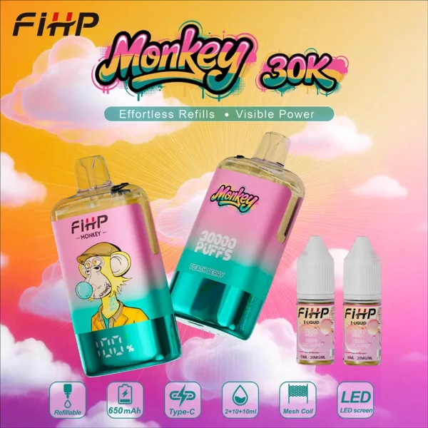 FIHP 30k Tiri 30000 Puff Monkey Refillable E Liquid Vape Sigaretta elettronica usa e getta magazzino Europa 15 FIHP 30k Tiri 30000 Puff Monkey Refillable E Liquid Vape