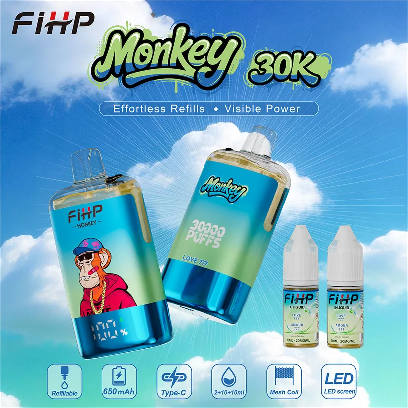 FIHP 30k Tiri 30000 Puff Monkey Refillable E Liquid Vape Sigaretta elettronica usa e getta magazzino Europa 5 FIHP 30k Tiri 30000 Puff Monkey Refillable E Liquid Vape