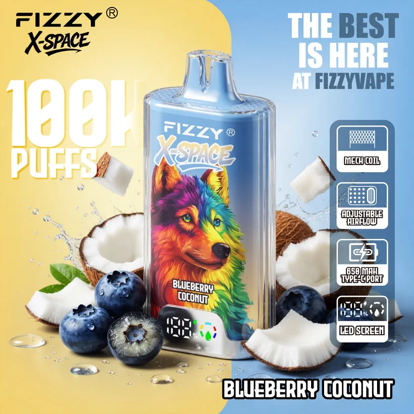 Fizzy 100K Tiri Puff X-Space Cristallo Vape Sigaretta elettronica usa e getta magazzino Europa 8 Fizzy 100K Tiri Puff X-Space Cristallo Vape