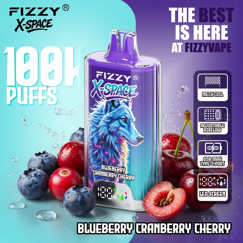 Fizzy 100K Tiri Puff X-Space Cristallo Vape Sigaretta elettronica usa e getta magazzino Europa 7 Fizzy 100K Tiri Puff X-Space Cristallo Vape