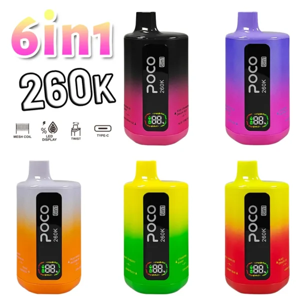 POCO 260K Tiri Puff 6 in 1 Vape Sigaretta elettronica usa e getta magazzino Europa 10 POCO 260K Tiri Puff 6 in 1 Vape