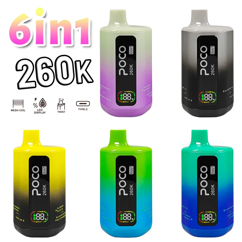 POCO 260K Tiri Puff 6 in 1 Vape Sigaretta elettronica usa e getta magazzino Europa 6 POCO 260K Tiri Puff 6 in 1 Vape