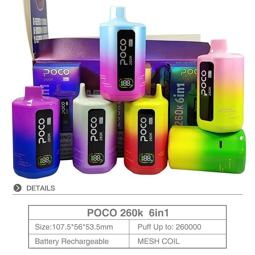 POCO 260K Tiri Puff 6 in 1 Vape Sigaretta elettronica usa e getta magazzino Europa 5 POCO 260K Tiri Puff 6 in 1 Vape