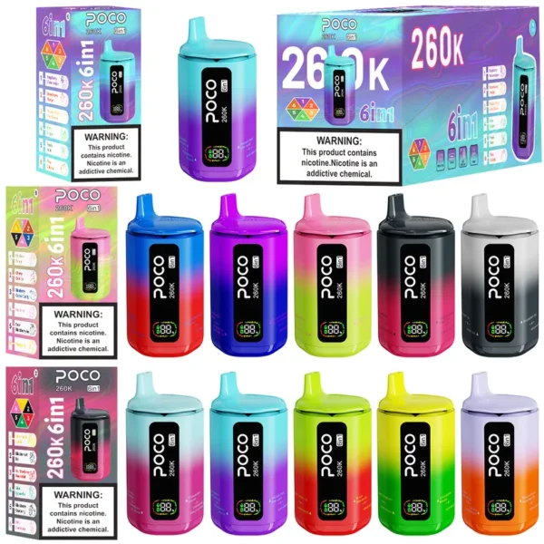 POCO 260K Tiri Puff 6 in 1 Vape Sigaretta elettronica usa e getta magazzino Europa 15 POCO 260K Tiri Puff 6 in 1 Vape