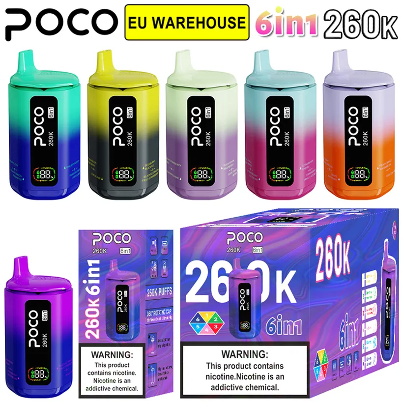 POCO 260K Tiri Puff 6 in 1 Vape Sigaretta elettronica usa e getta magazzino Europa 16 POCO 260K Tiri Puff 6 in 1 Vape