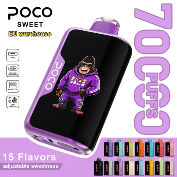 POCO 70K Tiri Puff Sweet Vape Sigaretta Elettronica Dolcezza Regolabile Magazzino Europa 15 POCO 70K Tiri Puff Sweet Vape