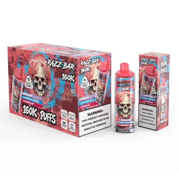 Razz Bar 160K Tiri Puff 3 in 1 Vape Sigaretta elettronica usa e getta magazzino Europa 14 Razz Bar 160K Tiri Puff 3 in 1 Vape