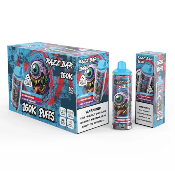 Razz Bar 160K Tiri Puff 3 in 1 Vape Sigaretta elettronica usa e getta magazzino Europa 11 Razz Bar 160K Tiri Puff 3 in 1 Vape