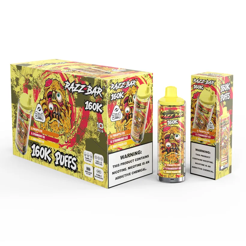 Razz Bar 160K Tiri Puff 3 in 1 Vape Sigaretta elettronica usa e getta magazzino Europa 3 Razz Bar 160K Tiri Puff 3 in 1 Vape